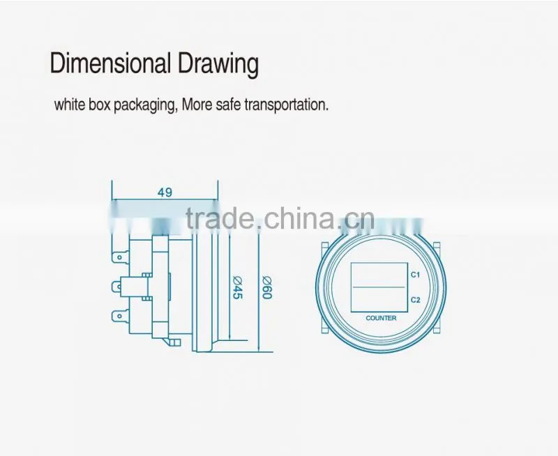 Digital round DC 8-48V counter and counter for Marine forklift truck tractor cleaning van vehicle golf cart RL-HM005F