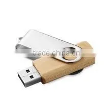 Low cost promotion gift swivel wooden usb pen drive with custom logo printing, laser engraving and optional capacity 1G-64G