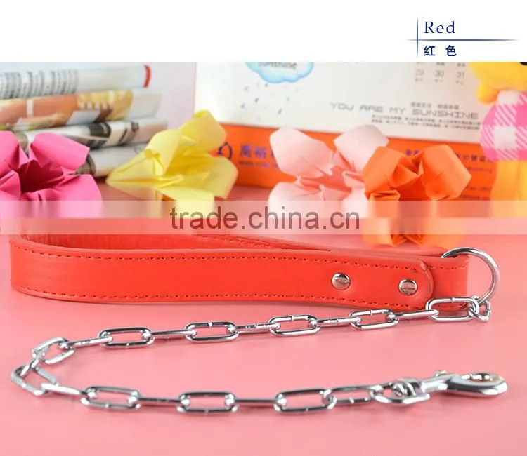 China Leather Lead Hand Pulling Chain Dog leash