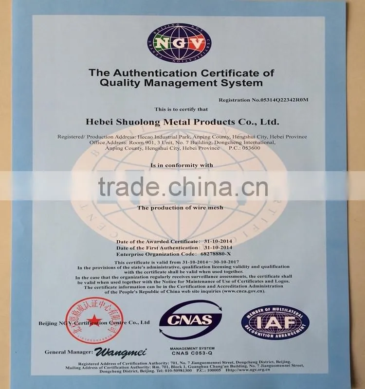 ISO Manufactory provide hand woven stainless steel mesh netting/stainless steel mesh rope netting