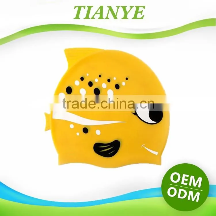 Carton swim cap Amazon Hot Selling Funny Silicone Swim Cap For Kid, Summer Diving Promotional Swimming Cap