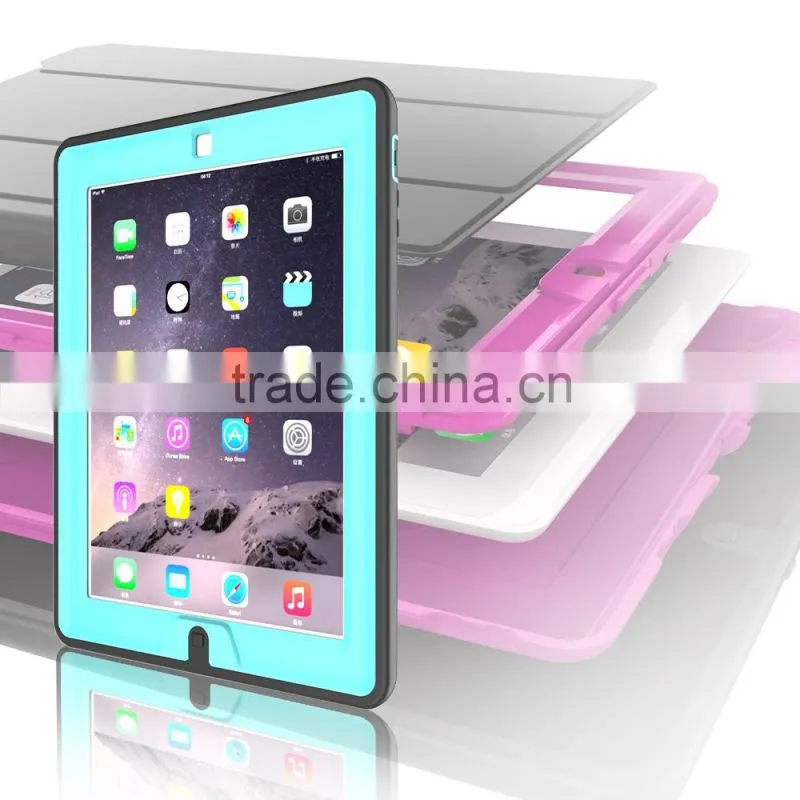 Luxury Wake Sleep Function Folding Stand PU Leather PC Back Cover Shockproof Protective Case For iPad 2/3/4 TB-0278