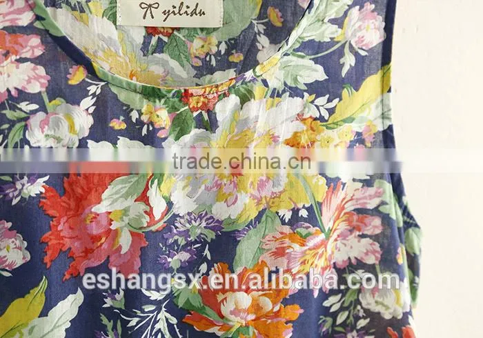 100% cotton floral printed fashion lady dress