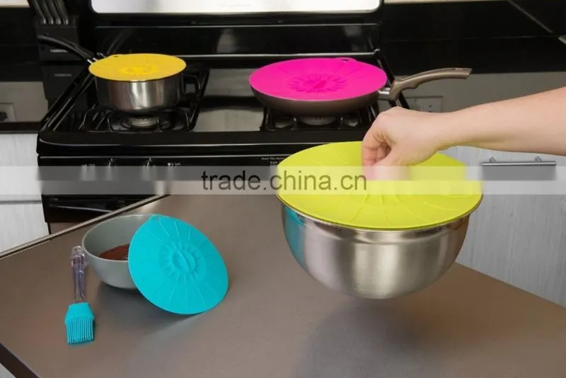 Colorful silicone suction covers ,safe silicone lids for pot,cup.bowl