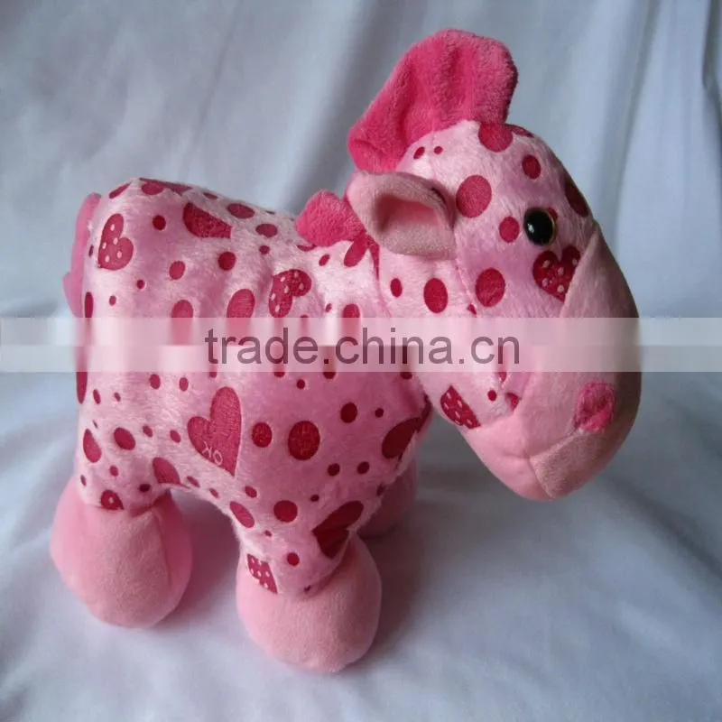 2013 new fashion design pink plush toy horse