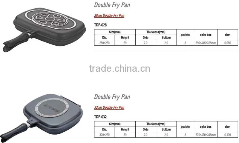 TOMS 28cm Marble coating Aluminum nonstick double fry pan