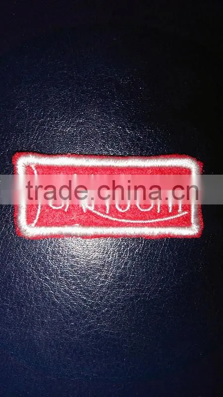 Custom over lock border polyester embroidery patch with factory price