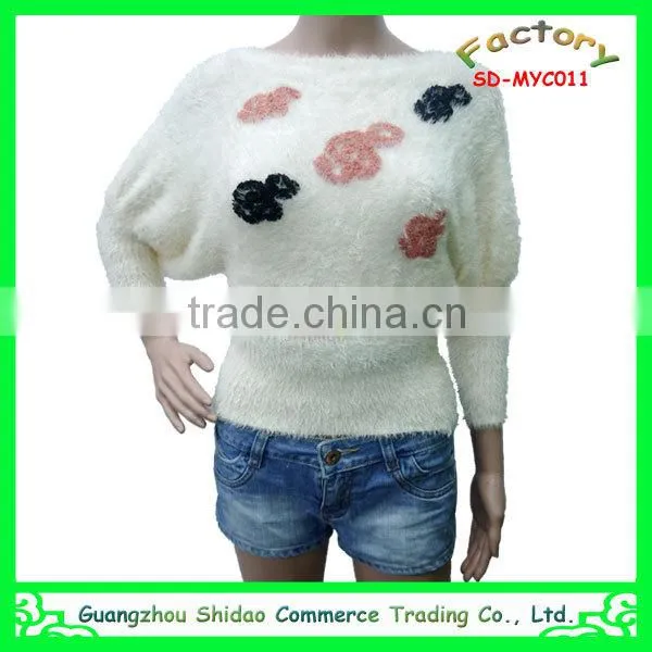 Fashion woman custom wool new style embroidery top sweater