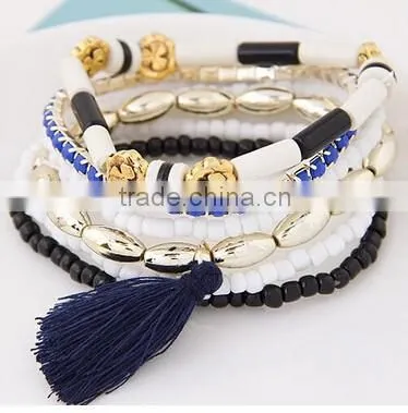 >>New design colorful multi layer tassel bead Bracelets /
