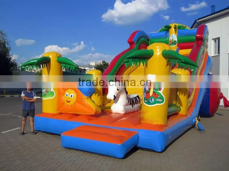 Giant jungle animals inflatable slide for kids and adusts