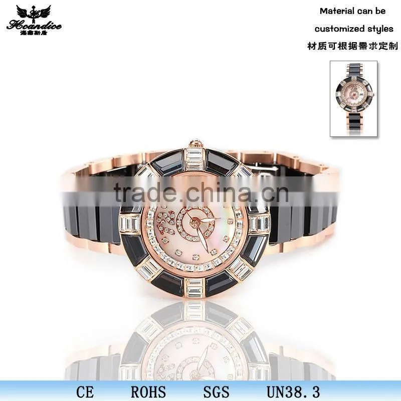 Fashion Black and white Ceramic Quartz Analog Watch for women