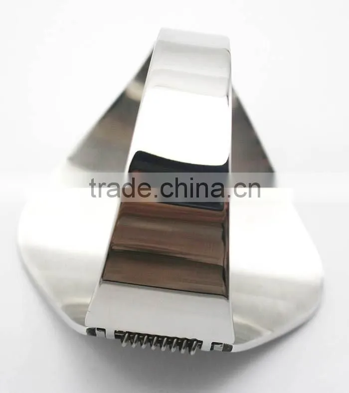 Stainless Steel Asymmetric Wide Plain Metal Bangle Silver Jewelry