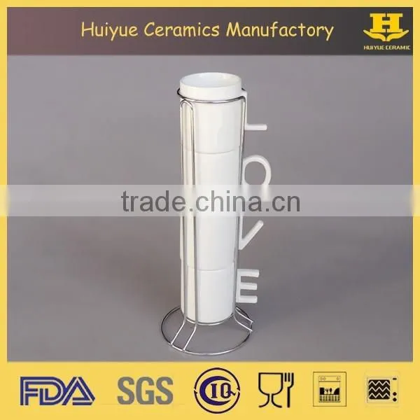 Bone china cup with iron stand, tea cup