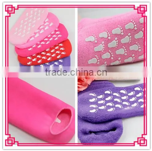 colorful essential oil foot nourishing gel socks gel spa socks for dry foot kin care