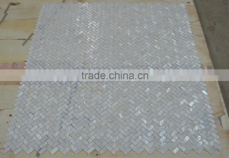 Herringbone Pattern Convex freshwater shell mosaic with joints