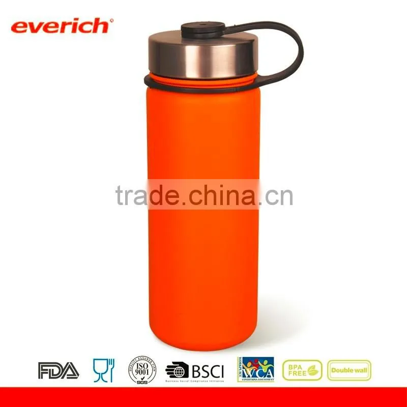 Vacuum insulated stainless steel water bottle with lid
