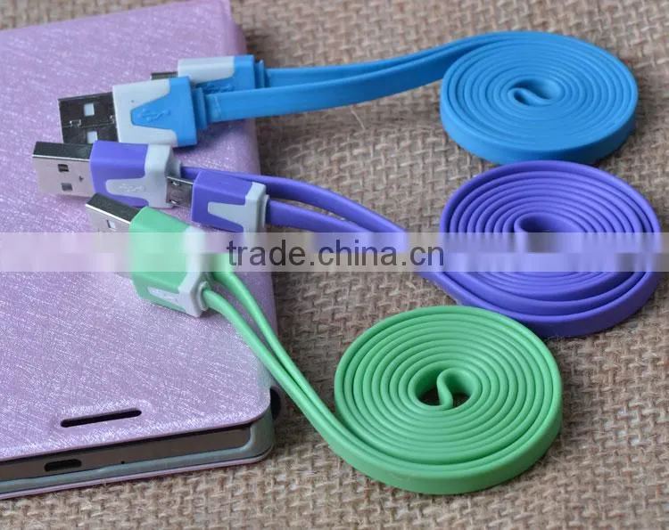 1M Colorful Noodle usb micro cable for Blackberry