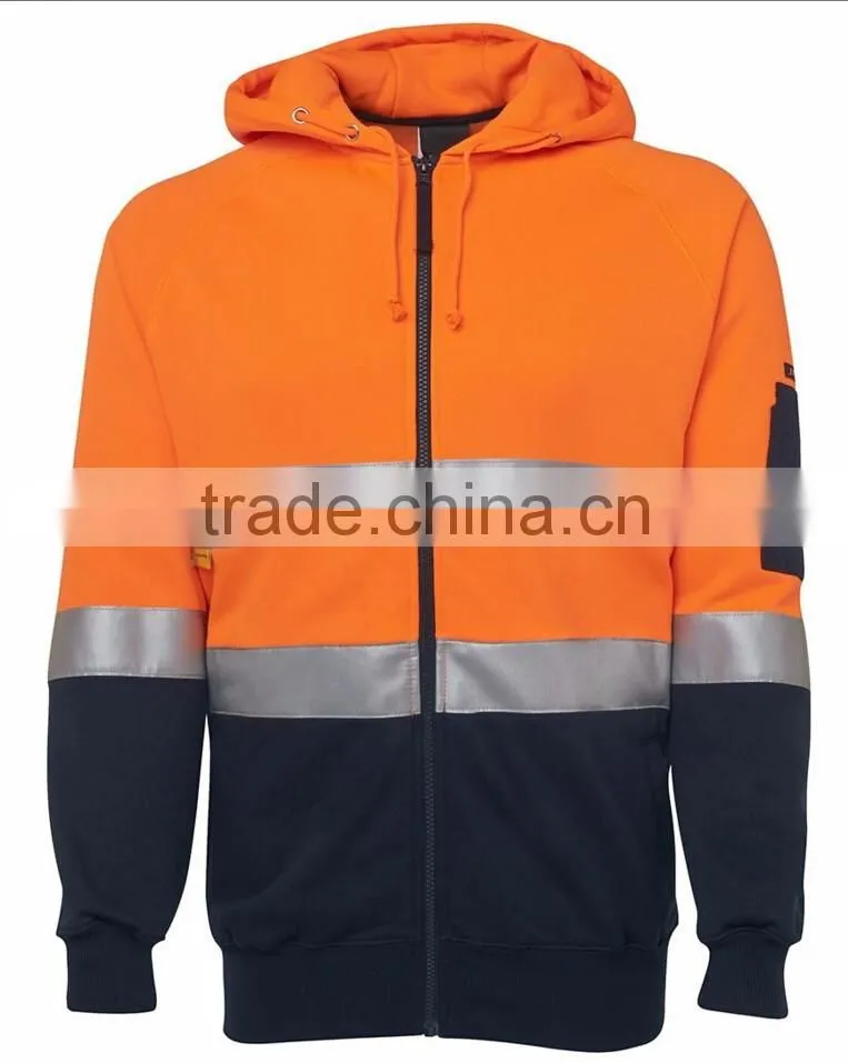 Reflective Two Tones Warm Winter Singlets Polar Fleece Coat Adults Full Hoodie