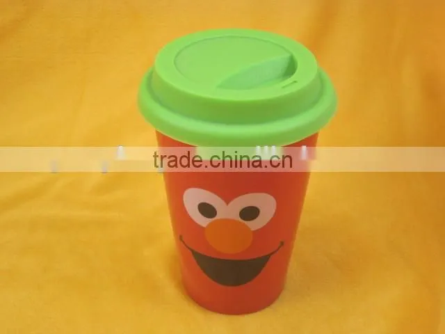 YF11022 double layer ceramic mug with silicone lid