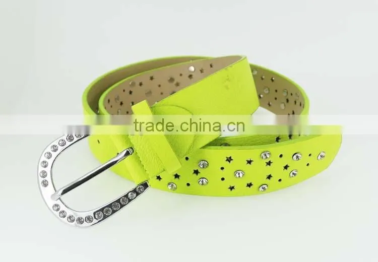 Women'sfashion women jeans rhinestone belt with shiny silver rhinestone buckles in yiwu