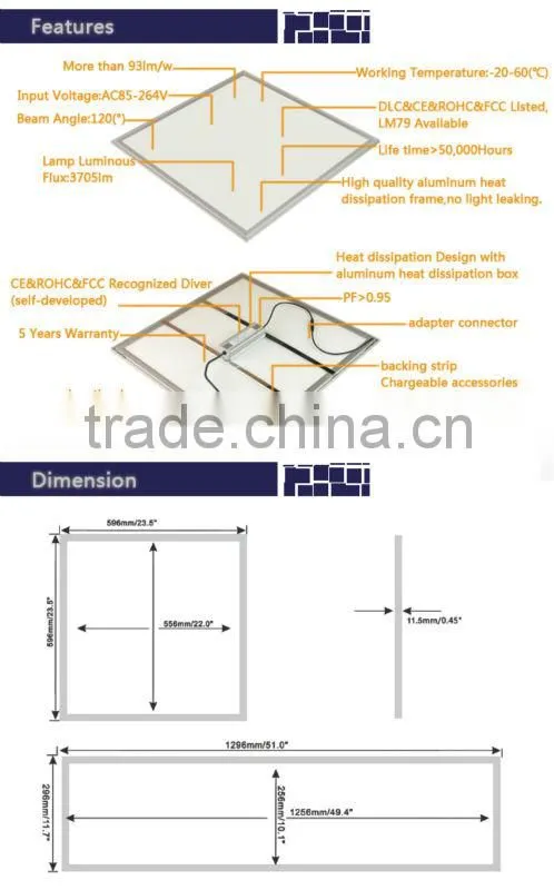 2016 new product led panel ligth 4ftx2ft led panel light high warranty panels