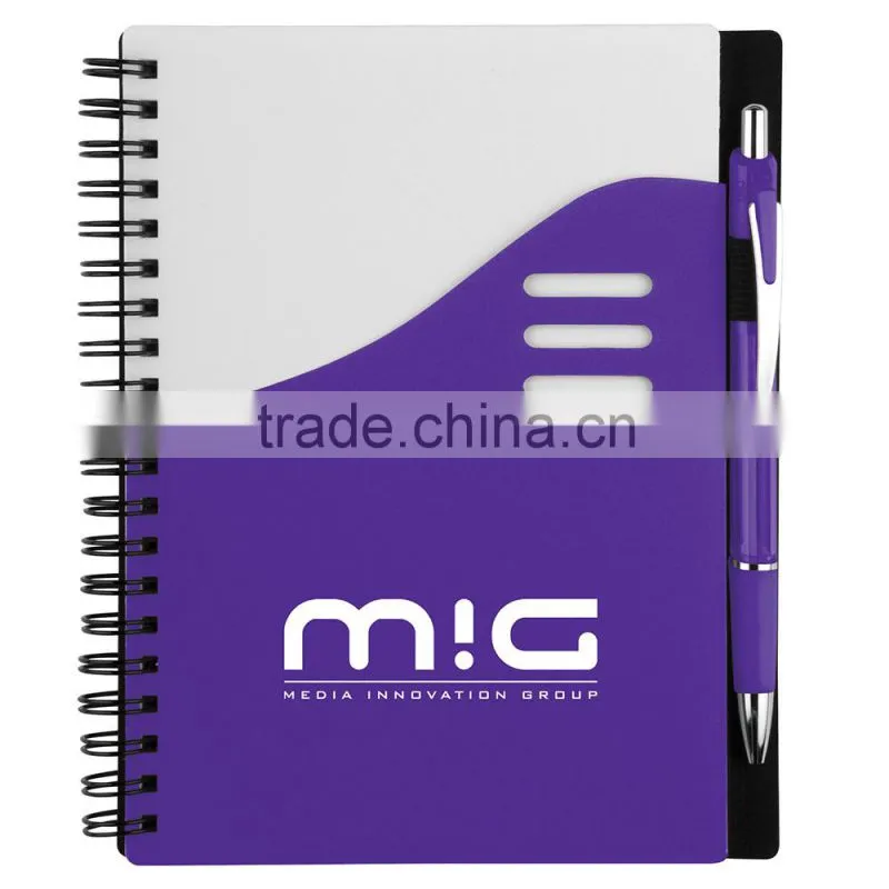 cheap spiral notebook with pen holder