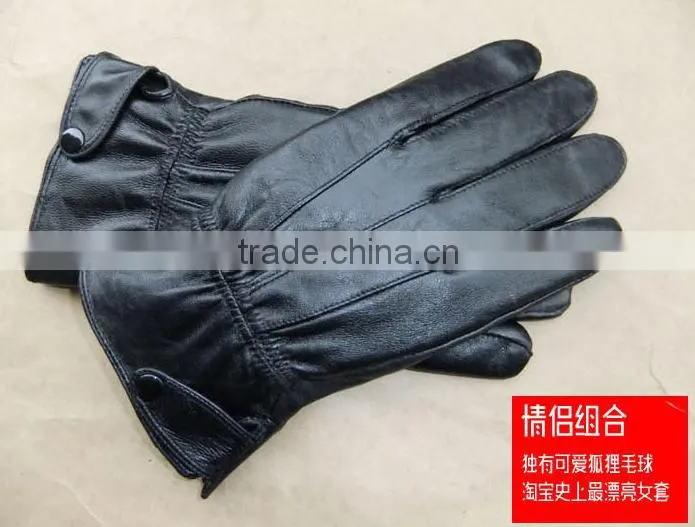 side button men leather gloves LG-09