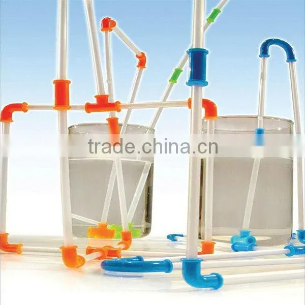 plastic DIY funny straw with connector for kids