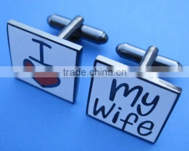 I love my wife cufflink,soft cloisonne metal cufflinks
