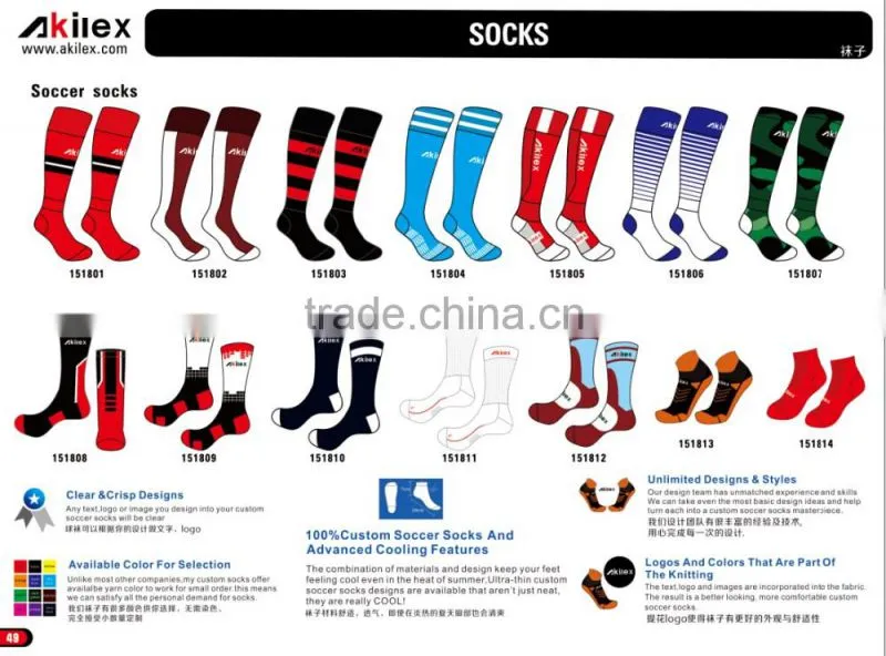 2016 Fashion Stripe Unisex sockings Football Socks Long Soccer High Knee Sports Colorful Cotton Socks