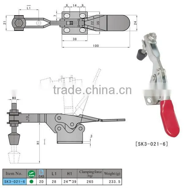 Wholeselling horizontal toggle clamp SK3-021-6 china suppier