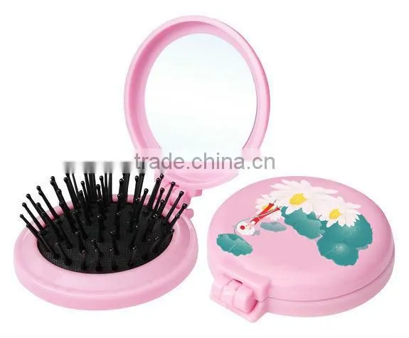 Mini Oval Plastic Pocket Mirror With Comb