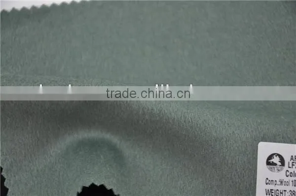 Hot selling light green 100 wool fleece woolen fabric for coats