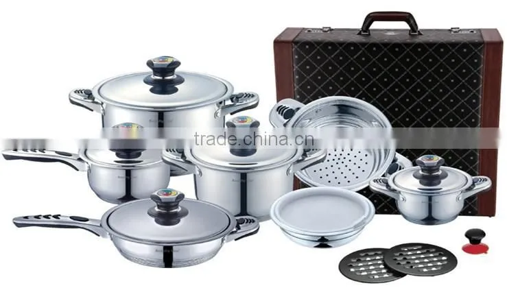 Germany style 19pcs kitchen tools stainless steel cookware set with Suction Knob