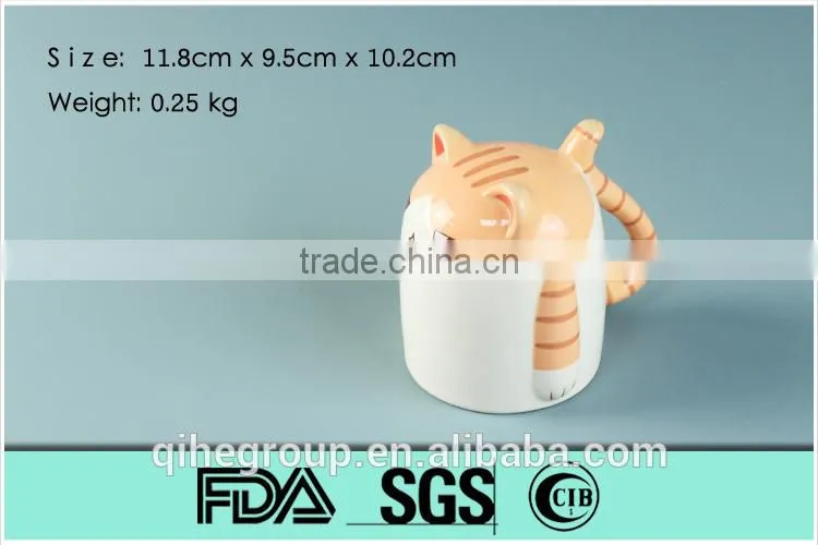 Hand painted ceramic coffee mug with Poppy Cat