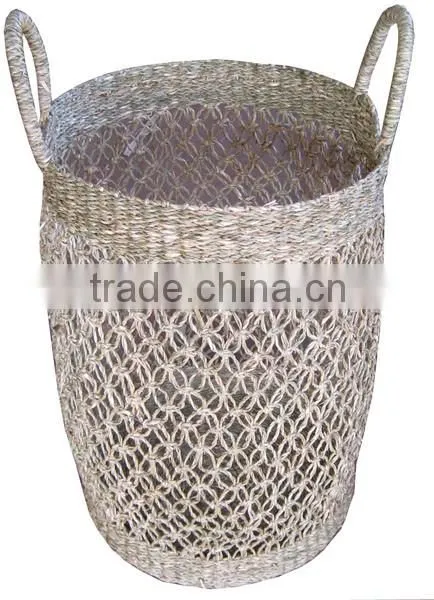 High quality best selling 2016 water hyacinth with fabric rectangle storage basket