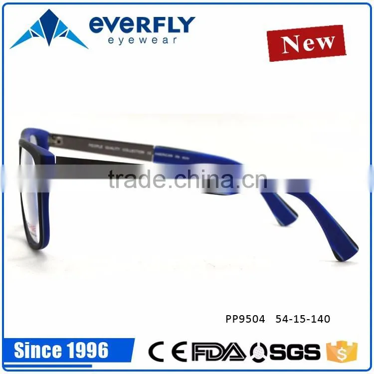 2016 China Latest New Collection Square TR & Metal Glasses Spectacle Frames