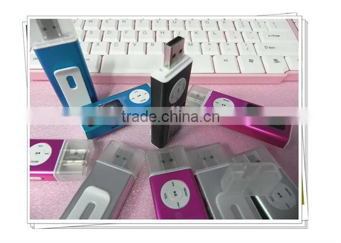 2-in-1 blue Mini Clip LCD Screen USB MP3 Player with speaker