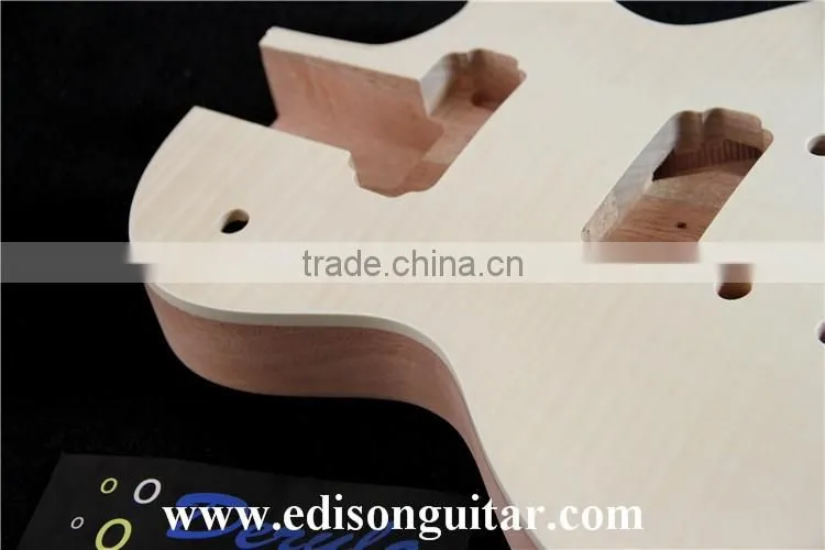 DIY Electric Guitar Kits with hardware Solid Mahagany Body Tiger Maple Top MX-002