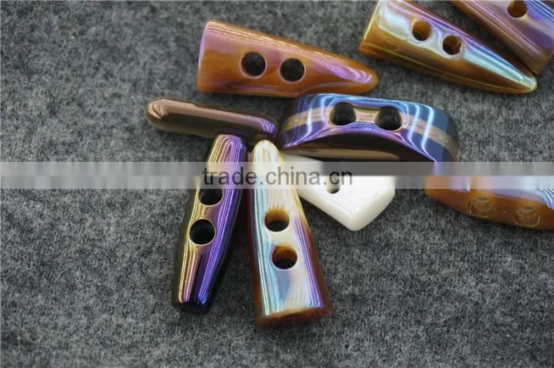 SPECIAL PLATING COLORFUL RESIN TOGGLE BUTTON FOR GARMENT ACCESSORIES