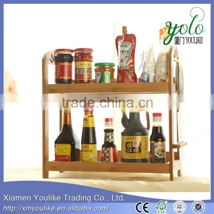 Wholesale Restaurant Kitchenware wooden spice rack Bamboo Spice Rack