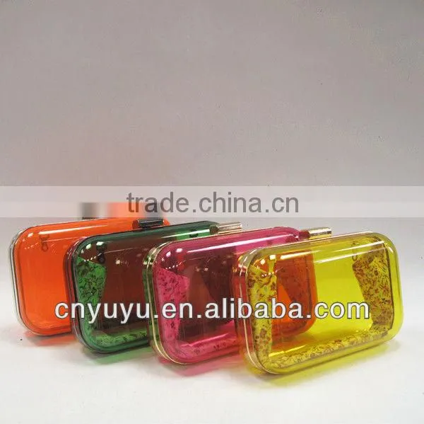 2014 embroidery sequin clutch box evening bag