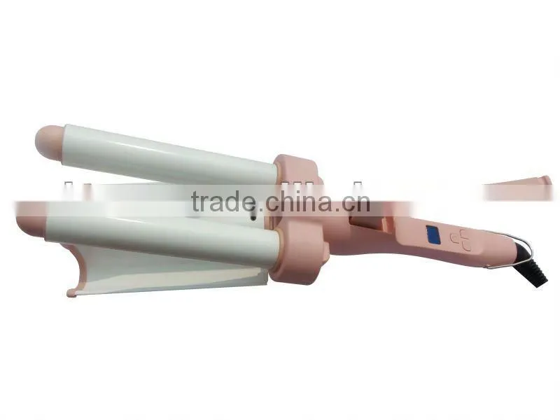 Hot!!! Best LCD ceramic 3 barrel hair waver