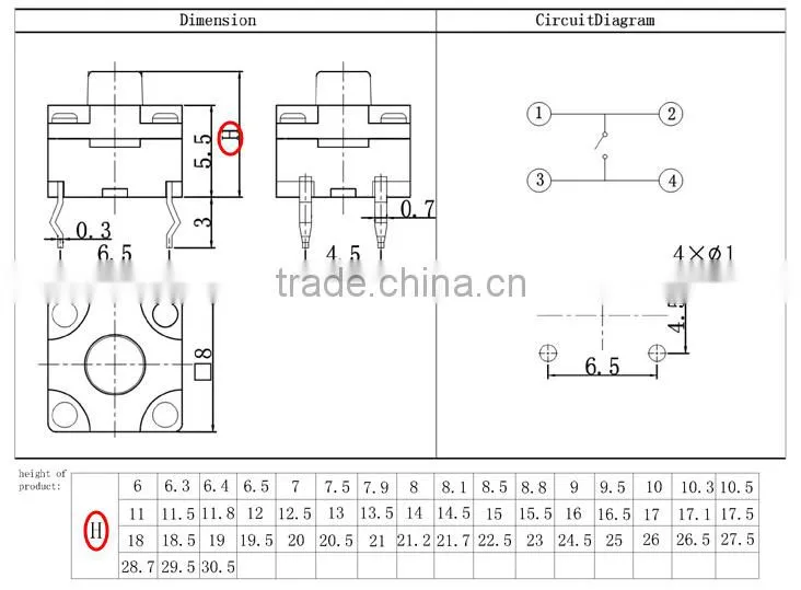 TSW08111 Waterproof Tact Switch