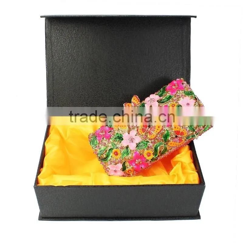 Newest design green bag designs handmade bag crystal clutch bag (8766A-G2)