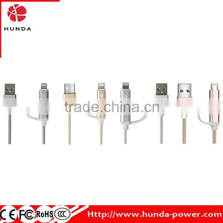 Colorful 2 in 1 For iphone MFI certified Charging cable