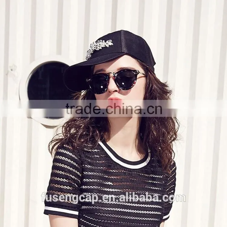 Snapback Hat Cap Ball Cap Women Bling Hats Retro Distressed Crystal Blue Denim Men Baseball Cap Rhinestones Hat