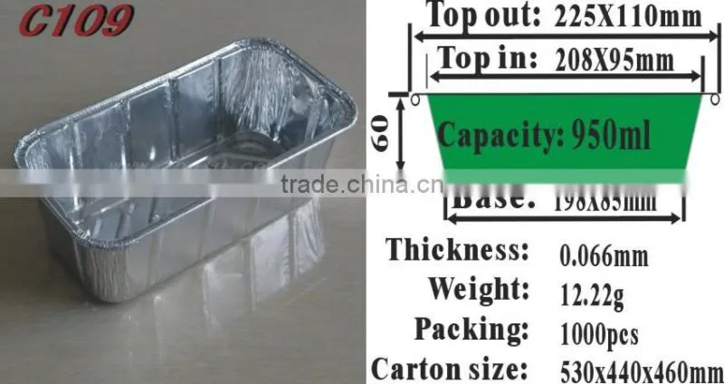 9 inches takeaway aluminum foil container C109