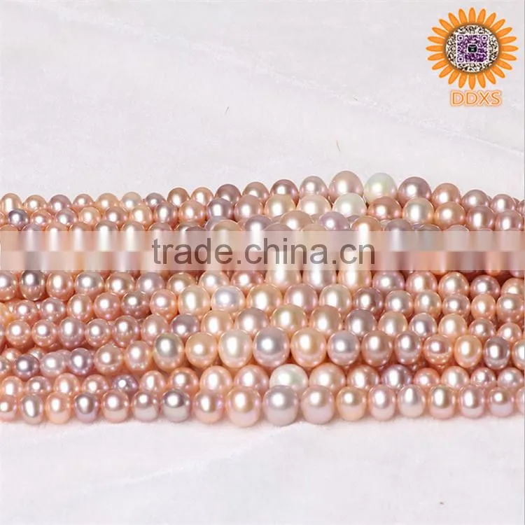 wholesale mix color 5-9mm near round freshwater pearl strand