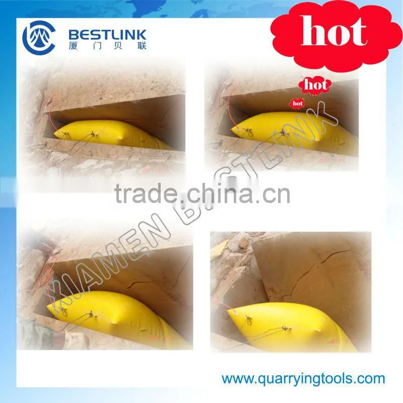 Air pushing bag for marble quarry